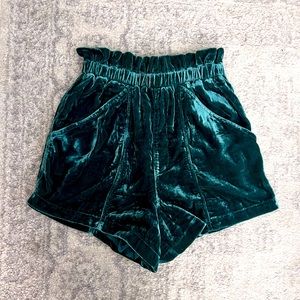 Free People Emerald Velvet Shorts